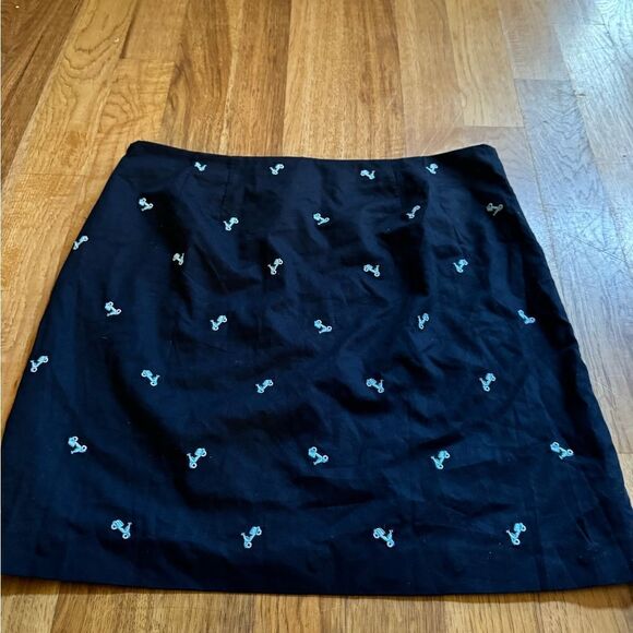Talbots CANVAS COTTON A-LINE SKIRT EMBROIDERED SCOOTER NWT Blue Size 16 - Picture 10 of 14